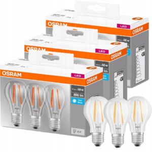 OSRAM Żarówka LED FILAMENT E27 6,5W = 60W 4000K x9