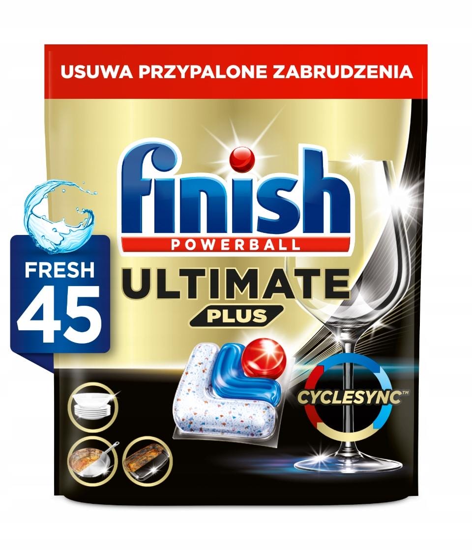 Finish Zestaw do Zmywarki Kapsułki 45 Sztuk, Sól 1.5kg, Czyścik Lemon 250ml - obrazek 2