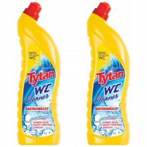 TYTAN P艁YN DO MYCIA TOALETY WC BAKTERIOB脫JCZY 呕脫艁TY 2x1200ml