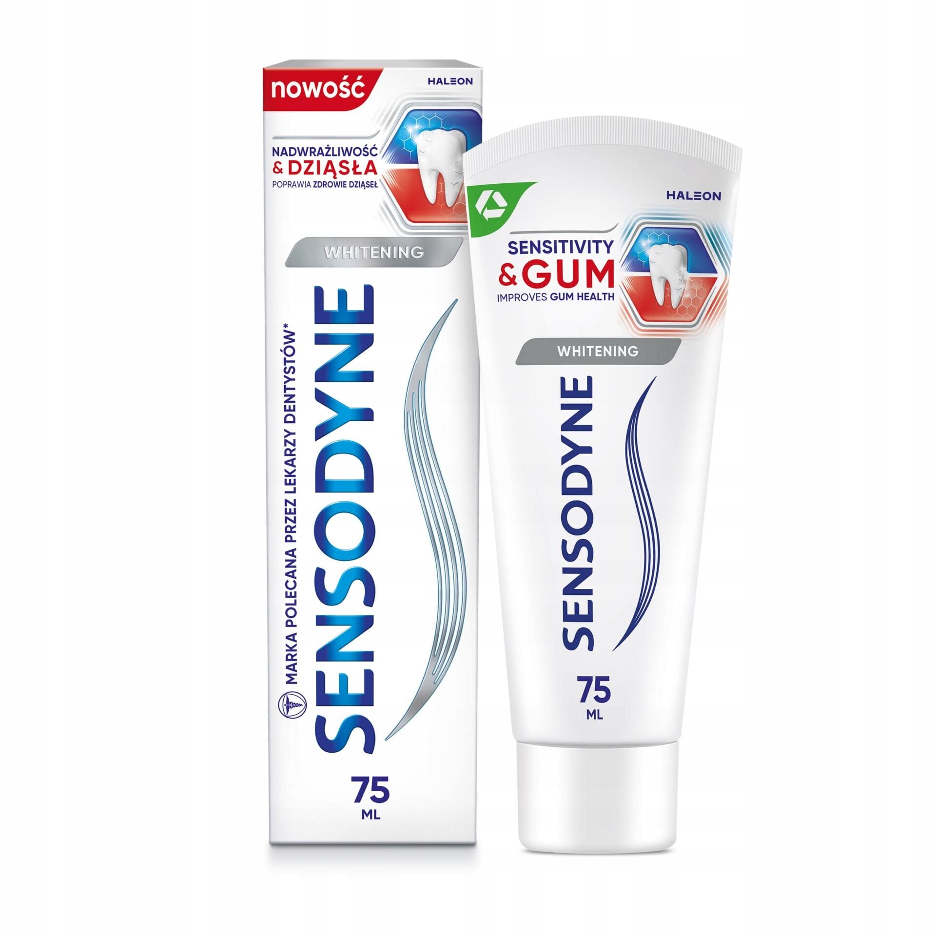 SENSODYNE NADWRAŻLIWOŚĆ I DZIĄSŁA PASTA DO MYCIA ZĘBÓW WYBIELAJĄCA 3X 75ML - obrazek 2