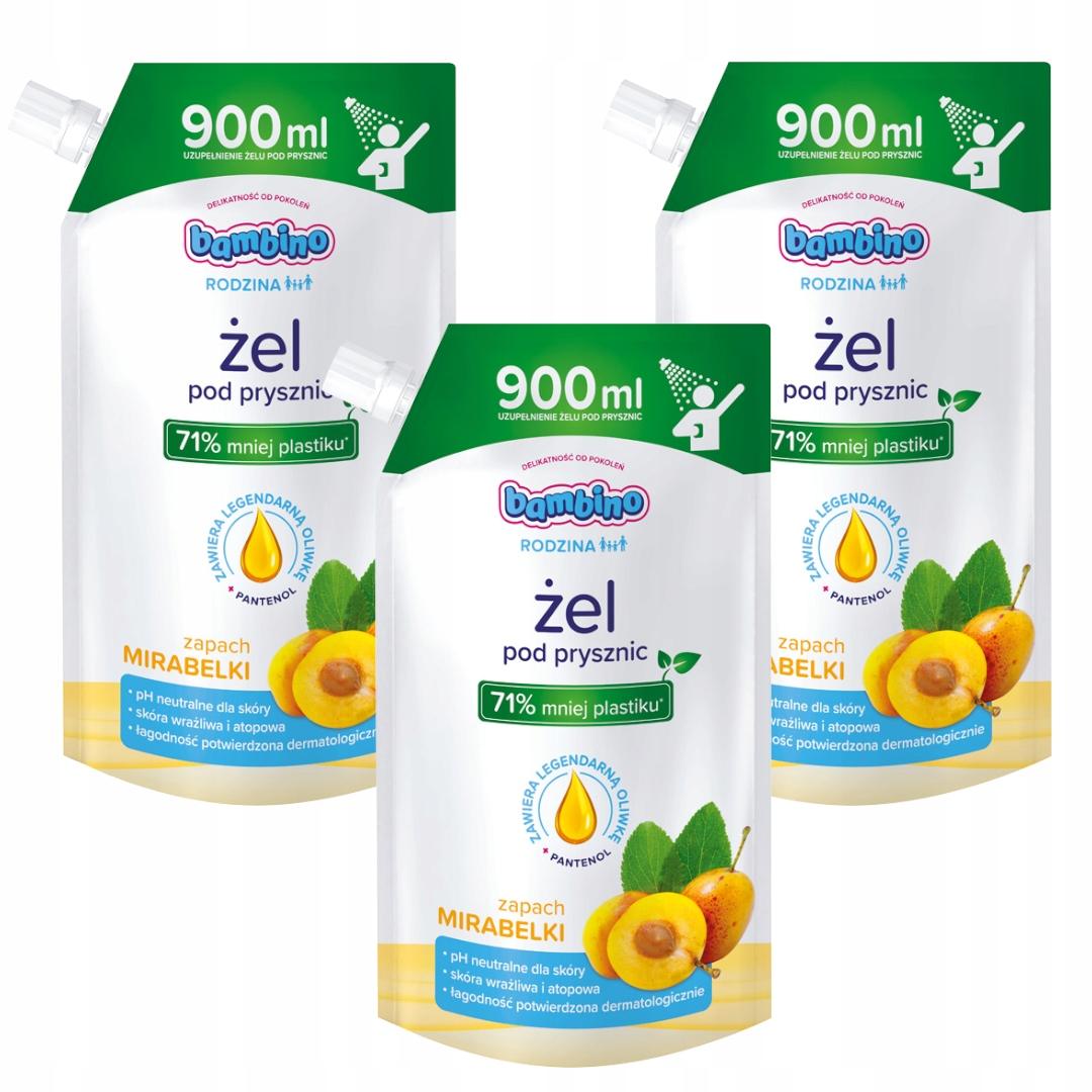 BAMBINO Żel pod prysznic Mirabelka refill 3x 900ml