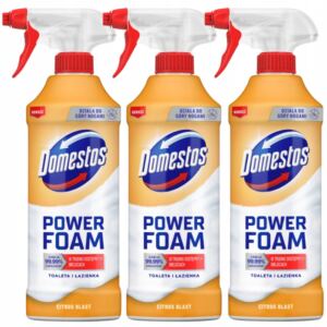 DOMESTOS POWER FOAM PŁYN PIANA DO TOALET I ŁAZIENEK CITRUS SPRAY 3x 435ml