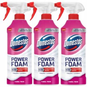 DOMESTOS POWER FOAM PŁYN PIANA DO TOALET I ŁAZIENEK FLOAR SPRAY 3x 435ml