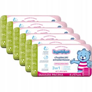 6 x BAMBINO Chusteczki emolientowe 3W1 4x57 szt.
