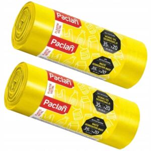 PACLAN WORKI NA ŚMIECI DO SEGREGACJI PLASTIK I METAL ŻÓŁTE 35L 40 SZTUK