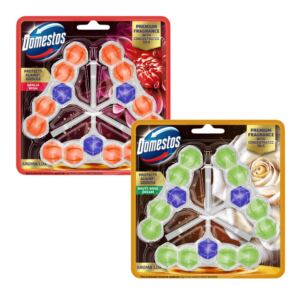 DOMESTOS KOSTKA TOALETOWA ZAWIESZKA DO WC AROMA DALIA + BIAŁA RÓŻA 6x50g