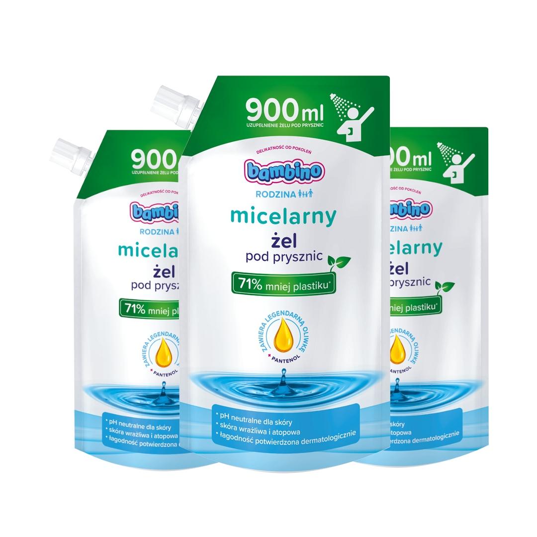 BAMBINO Micelarny żel pod prysznic refill 3x 900ml