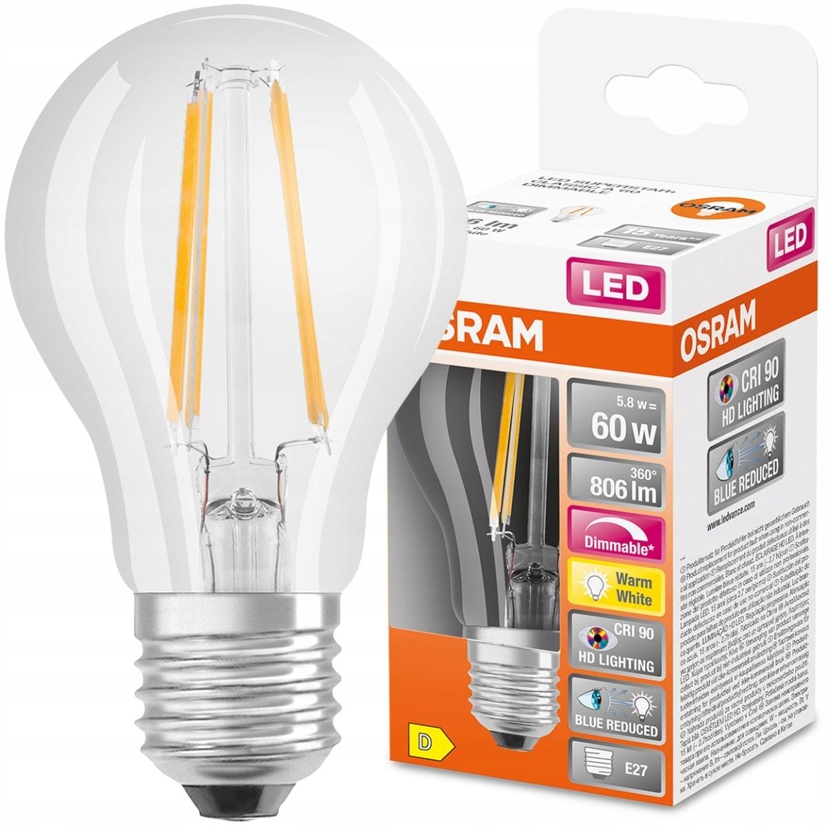 Osram LED SUPERSTAR PLUS CLASSIC A FILAMENT 60 5.8 W/2700 K E27 - obrazek 9