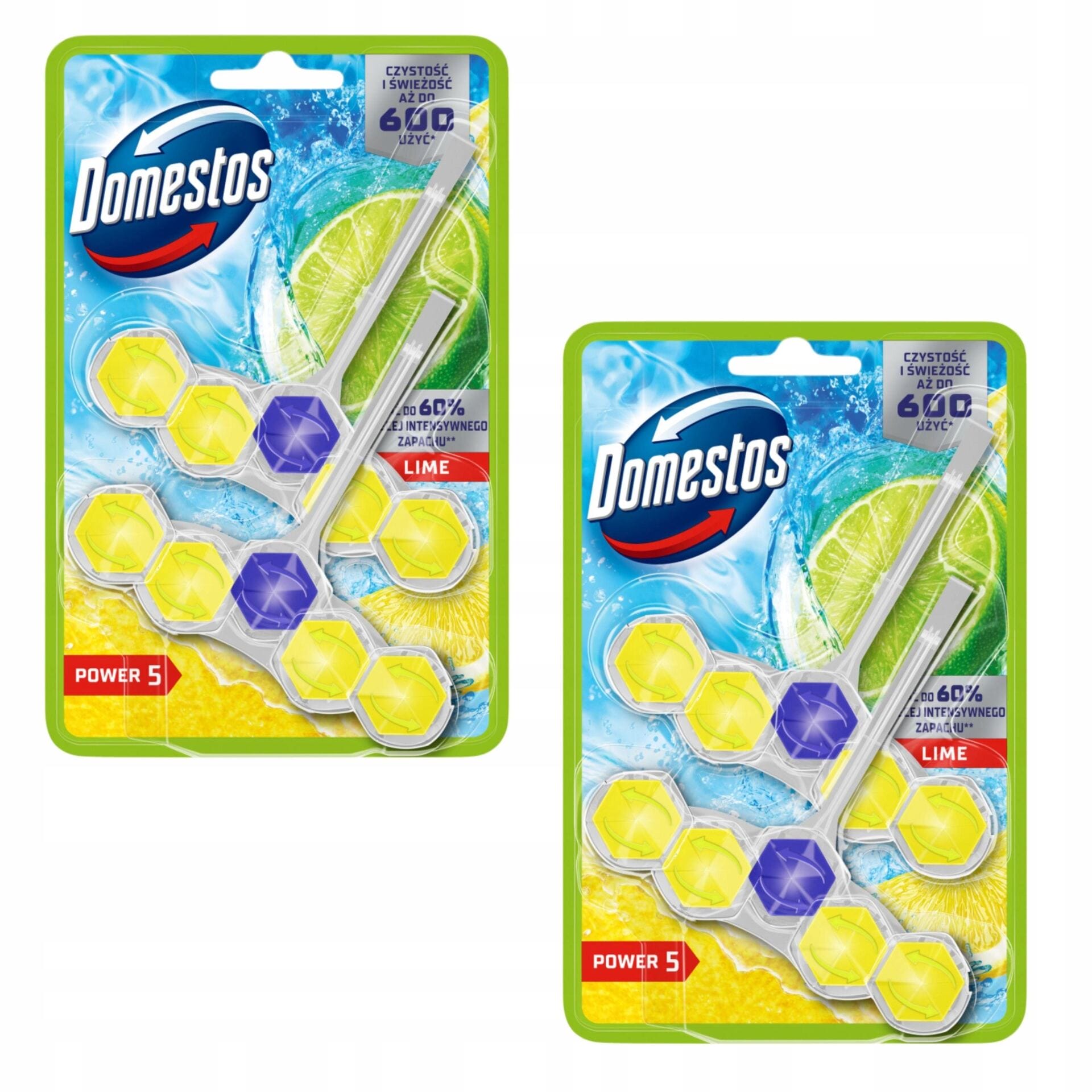DOMESTOS KOSTKA TOALETOWA ZAWIESZKA DO WC POWER 5 P5 LIME 4x50g