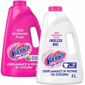 Vanish Oxi Action Odplamiacz Kolor Płyn Pink 3L + Krystaliczna Biel 3L