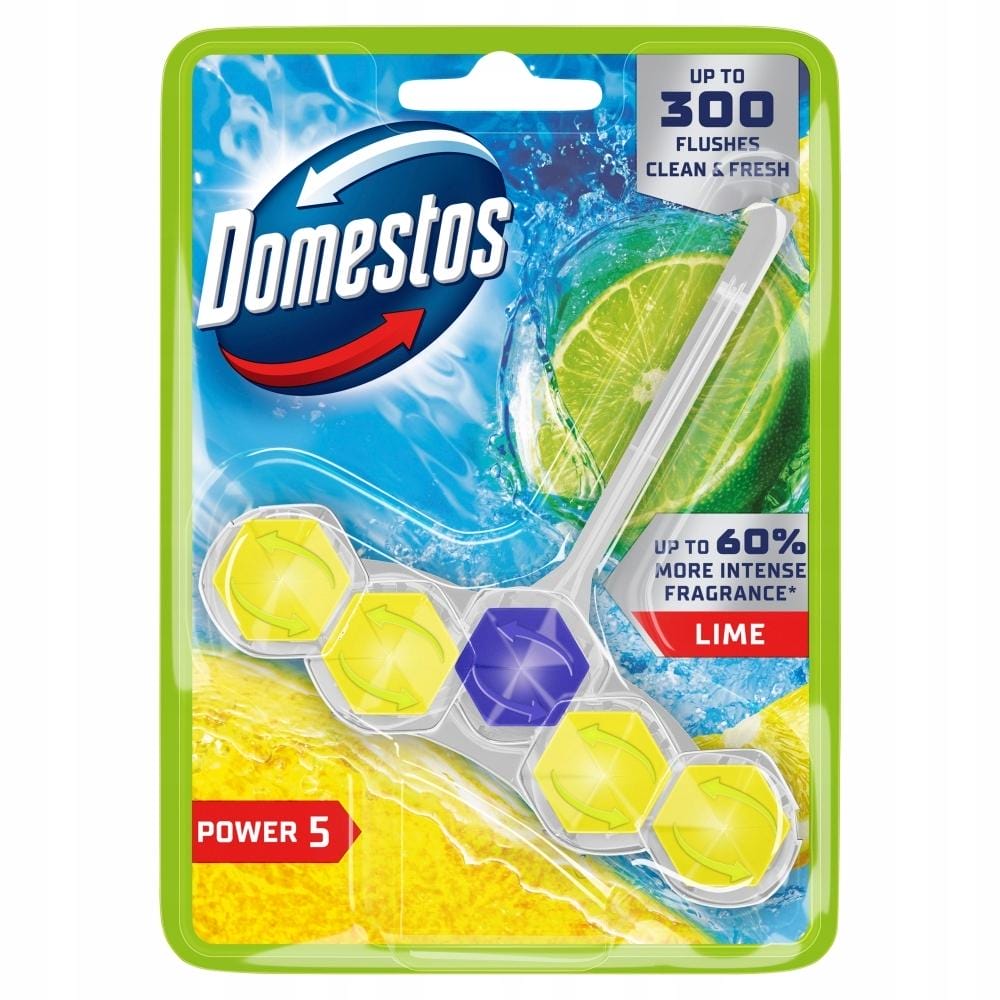 DOMESTOS KOSTKA TOALETOWA ZAWIESZKA DO WC POWER 5 P5 LIME 3x50g - obrazek 2