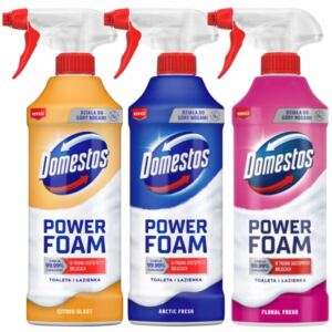DOMESTOS POWER FOAM PŁYN PIANA DO TOALET I ŁAZIENEK MIX SPRAY 3x 435ml