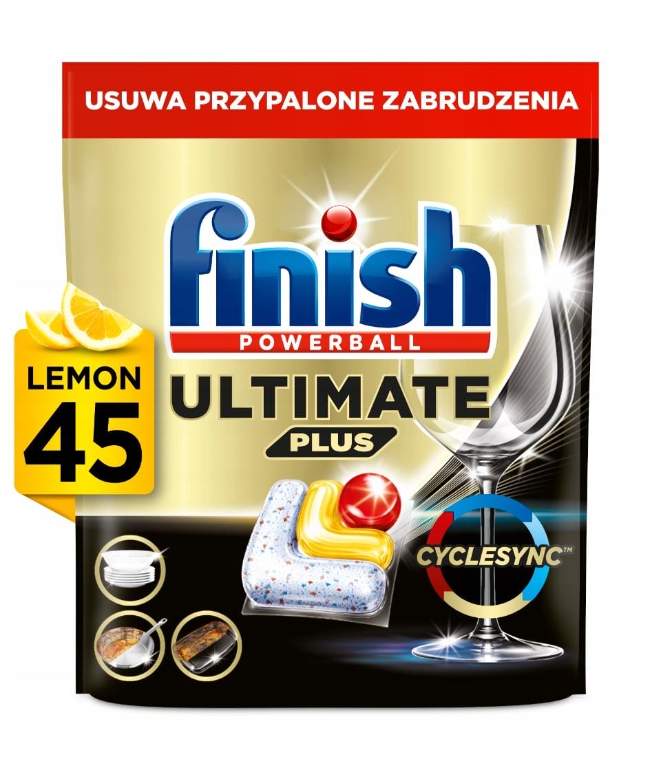 Finish Zestaw Lemon Ultimate Plus Kapsułki 45Szt +Płyn do Czyszczenia 250ml - obrazek 2