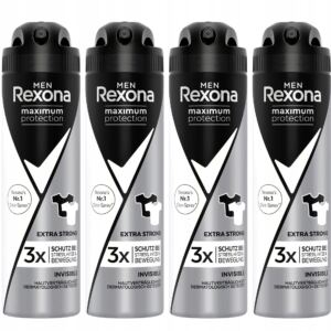 Rexona Men Invisible Antyperspirant w Sprayu dla Mężczyzn bez plam 150ml x4