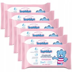 6 x BAMBINO Chusteczki emolientowe 3W1 57 szt.