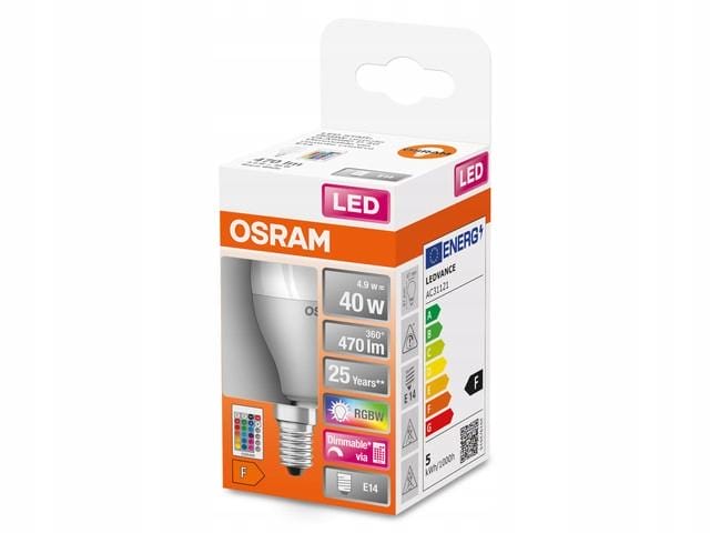 OSRAM Ledvance Żarówka LED kulka RGBW + PILOT 4,9W = 40W E14 470lm