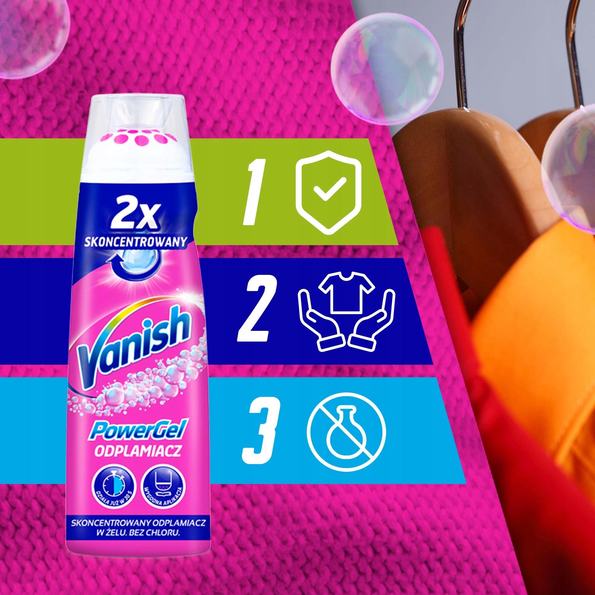 Vanish Zestaw Powergel Odplamiacz w Żelu do Prania Usuwa Plamy 3x 200ml - obrazek 8