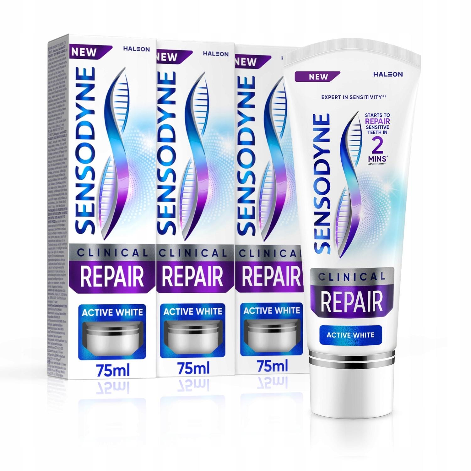 SENSODYNE CLINICAL REPAIR ACTIVE WHITE PASTA DO ZĘBÓW WYBIELAJĄCA 3X 75ML