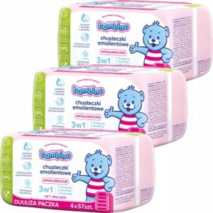 3 x BAMBINO Chusteczki emolientowe 3W1 4x57 szt.
