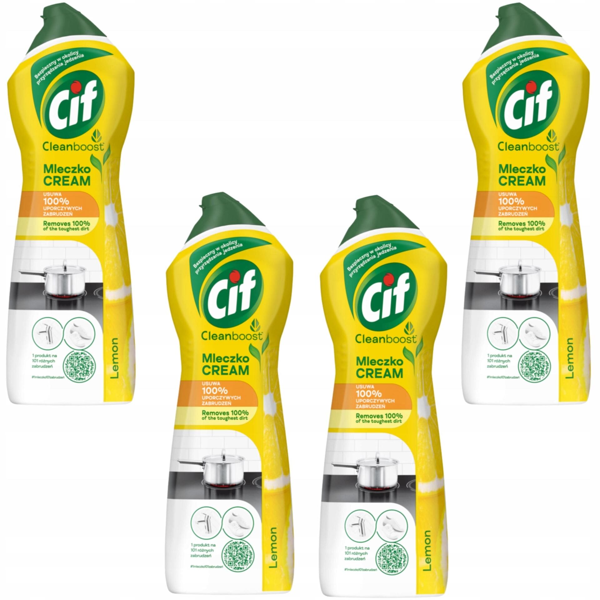 CIF Cream Mleczko Lemon z mikrokryształkami 4x780g