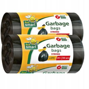 SMART BEE ZESTAW WORKI NA ŚMIECI MOCNE CZARNE 35L 50 SZTUK X2