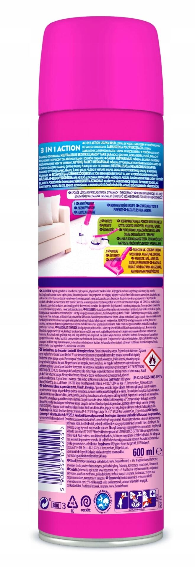 Vanish Zestaw Pianka do Czyszczenia Dywanów i Tapicerki Zapas 600ml x2 - obrazek 3