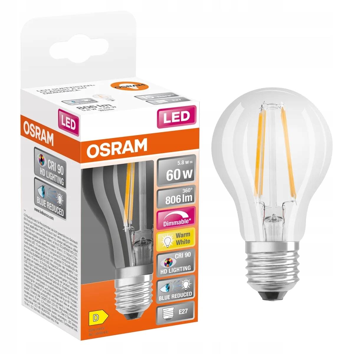 Osram LED SUPERSTAR PLUS CLASSIC A FILAMENT 60 5.8 W/2700 K E27 - obrazek 12