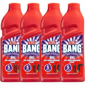Cillit Bang Turbo Formuła Żel do Udrażniania Rur Bezpieczny 4X 1L