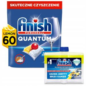 Finish Zestaw Lemon Quantum Kapsu艂ki do Zmywarki 60 Sztuk + Czy艣cik 250ml