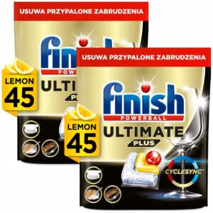 Finish Zestaw Ultimate Plus All-in-1 Kapsułki do Zmywarki Lemon 90 Sztuk