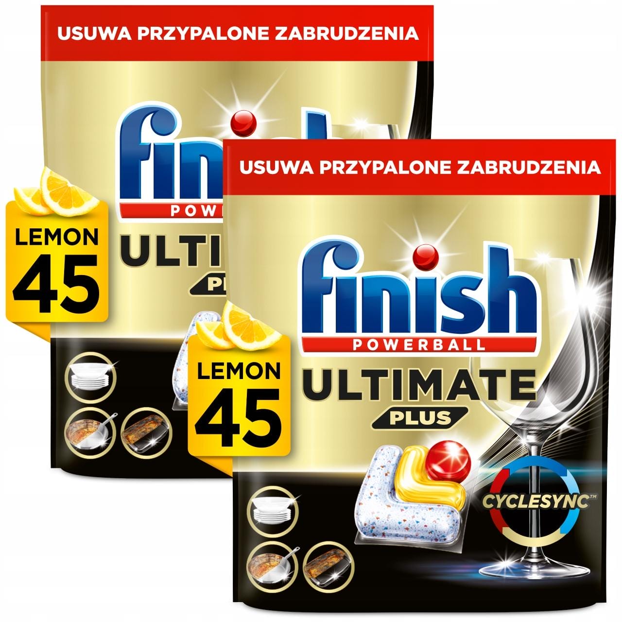 Finish Zestaw Ultimate Plus All-in-1 Kapsułki do Zmywarki Lemon 90 Sztuk