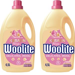 WOOLITE ZESTAW P艁YN DO DELIKATNEGO PRANIA WE艁NY Z KERATYN膭 ZAPAS 2X 4.5L
