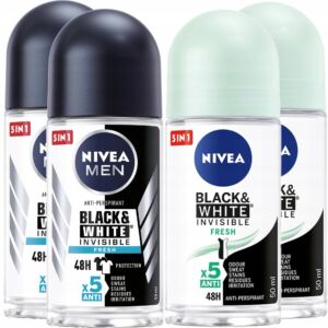 NIVEA ANTYPERSPIRANT B&W Roll-on 4*50ML ZESTAW
