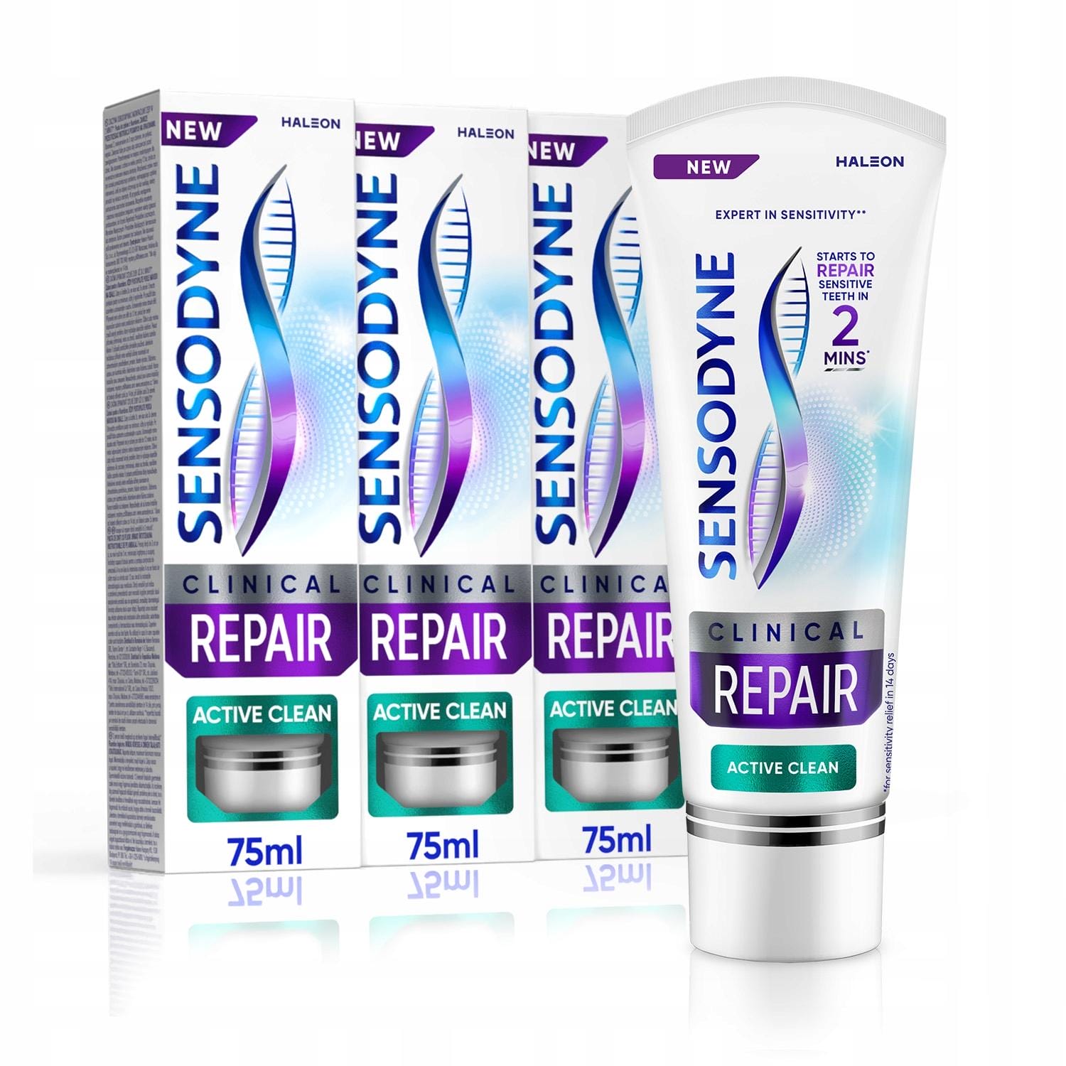 SENSODYNE CLINICAL REPAIR ACTIVE CLEAN PASTA DO ZĘBÓW NADWRAŻLIWYCH 3X 75ML