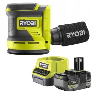 RYOBI AKUMULATOROWA SZLIFIERKA MIMOŚRODOWA 18V 125mm RROS18 + Ład + Aku 5Ah