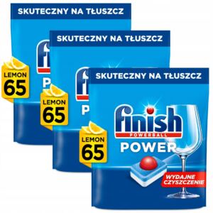 FINISH Tabletki Do Zmywarki Power All-in-1 Lemon Cytryna 65 x3=195 Sztuk