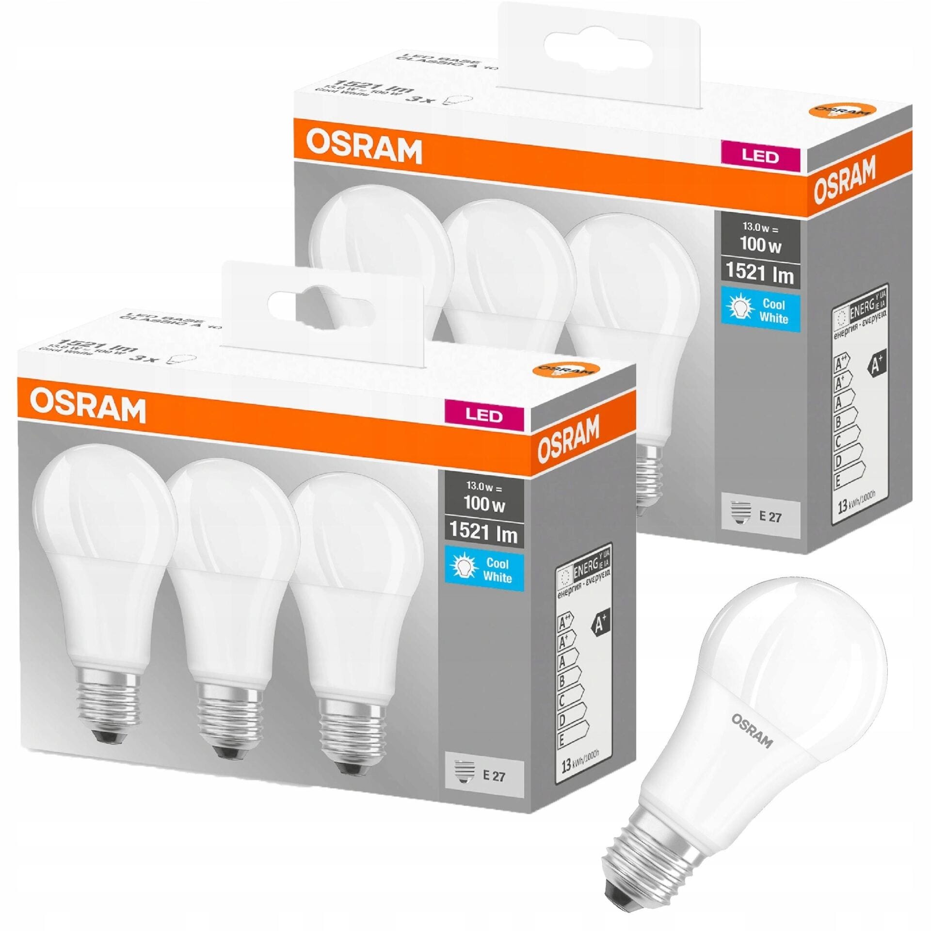 Osram Żarówki LED E27 13W=100W 4000K 1521lm x6