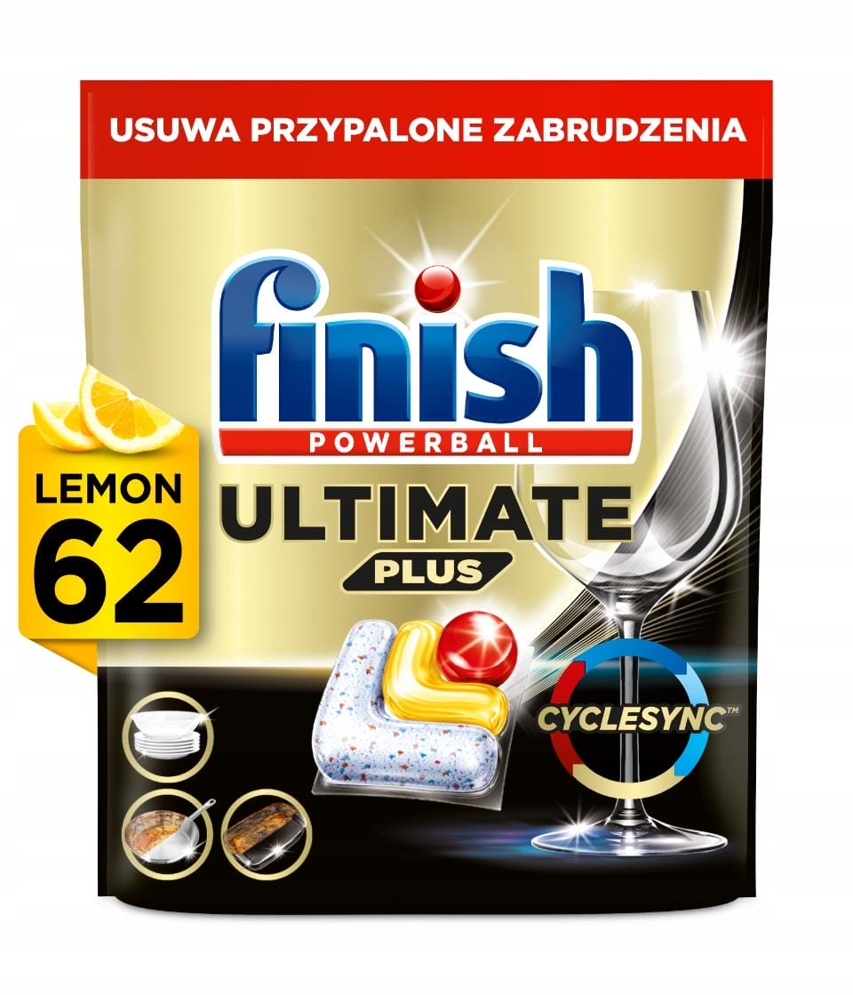 Finish Zestaw Lemon do Zmywarki Kapsułki 62 Sztuk, Sól 1.5kg, Czyścik 250ml - obrazek 2