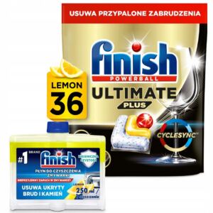 Finish Ultimate Plus Kapsu艂ki do Zmywarki x36 + P艂yn do Czyszczenia 250ml
