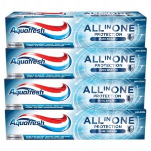 AQUAFRESH ALL IN 1 PROTECT PURE BREATH PASTA DO ZĘBÓW WYBIELAJĄCA 100ML X4