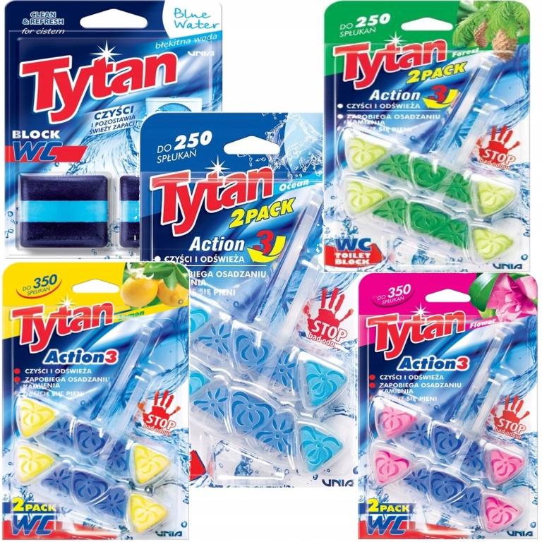 TYTAN Zestaw Kostek Toaletowych do WC do Toalety 8x40g & Blue Water 2x50g