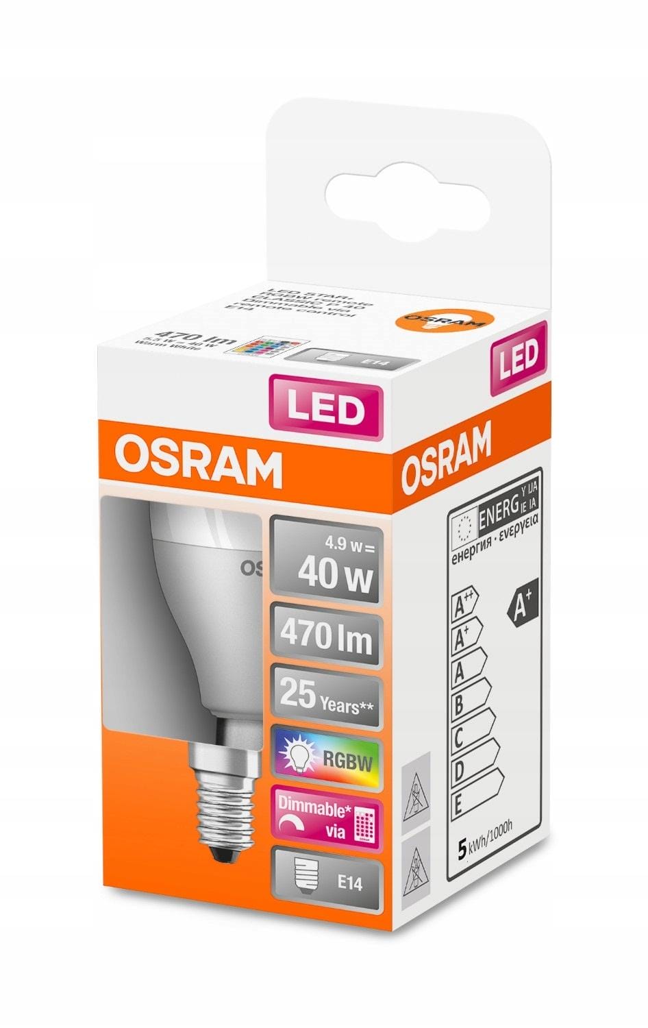 OSRAM Ledvance Żarówka LED kulka RGBW + PILOT 4,9W = 40W E14 470lm - obrazek 11