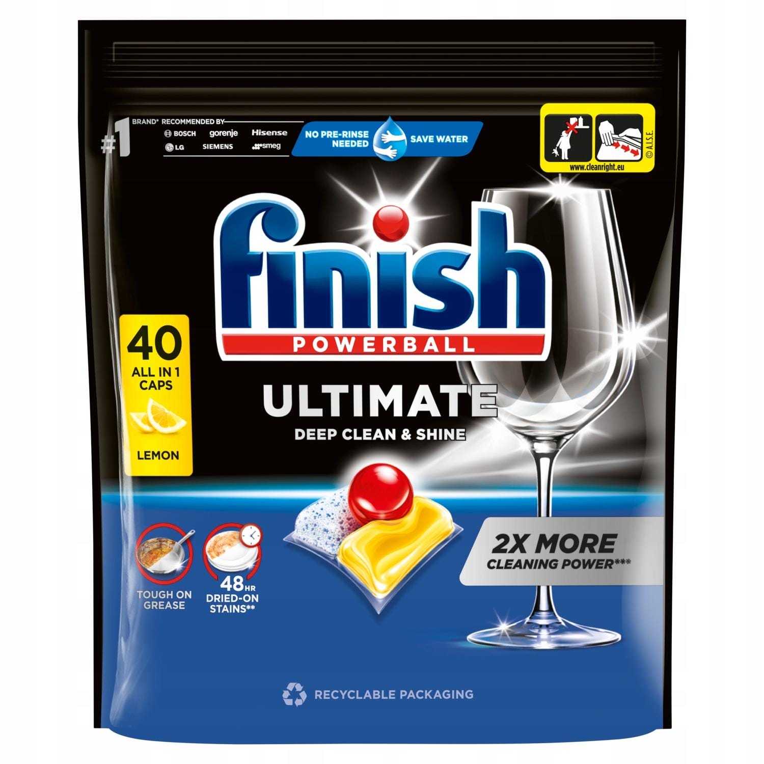 Finish Quantum Ultimate Lemon Kapsułki do Zmywarki 40szt + Finish Sól 1.5KG - obrazek 2