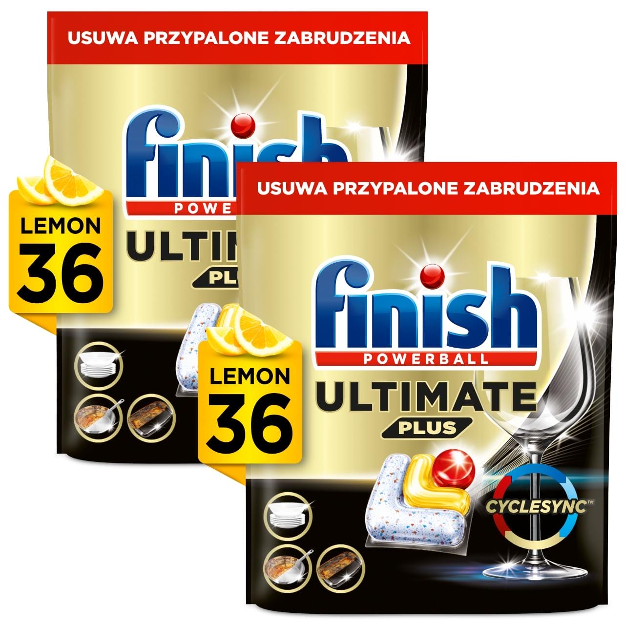 Finish Ultimate Plus Kapsułki do Zmywarki Zapach Lemon CYTRYNA 72 sztuki