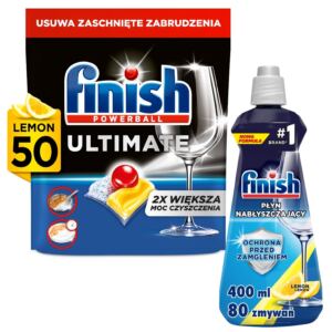 Finish Zestaw Lemon Ultimate Plus Kapsu艂ki do Zmywarki 50 Szt + P艂yn 400ml