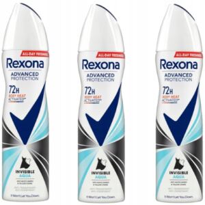 REXONA ADVANCED PROTECTION INVISIBLE AQUA DEZODORANT DAMSKI SPRAY 150ML X3
