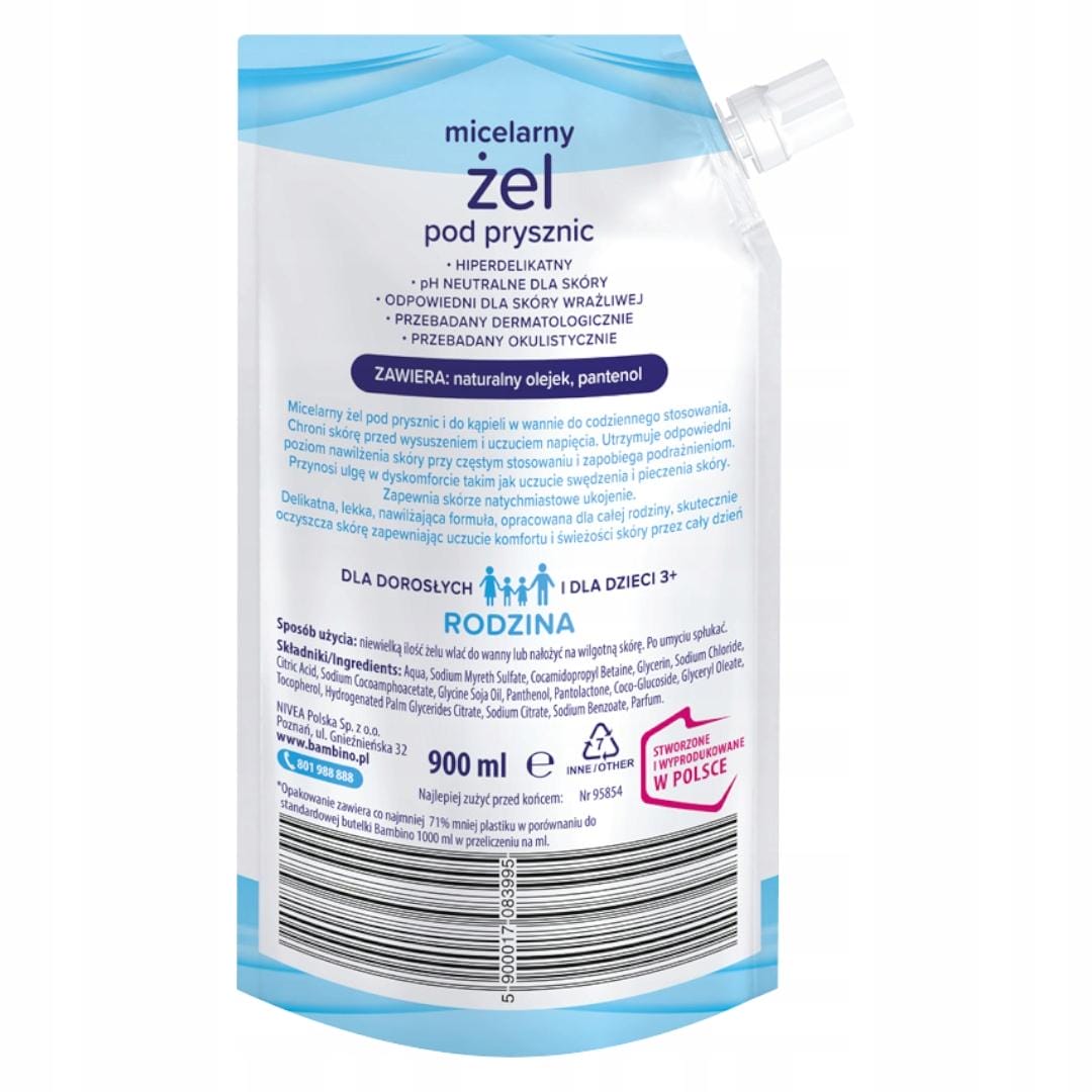 BAMBINO Micelarny żel pod prysznic refill 3x 900ml - obrazek 3