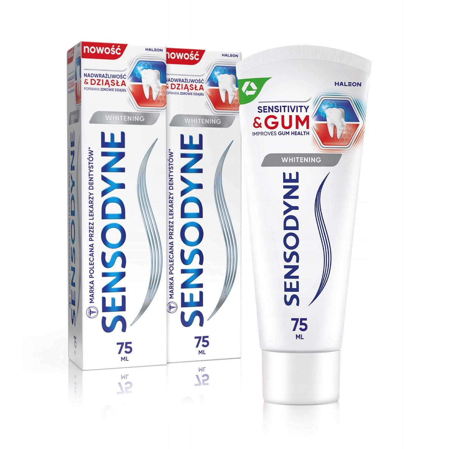 SENSODYNE NADWRAŻLIWOŚĆ I DZIĄSŁA PASTA DO MYCIA ZĘBÓW WYBIELAJĄCA 2X 75ML