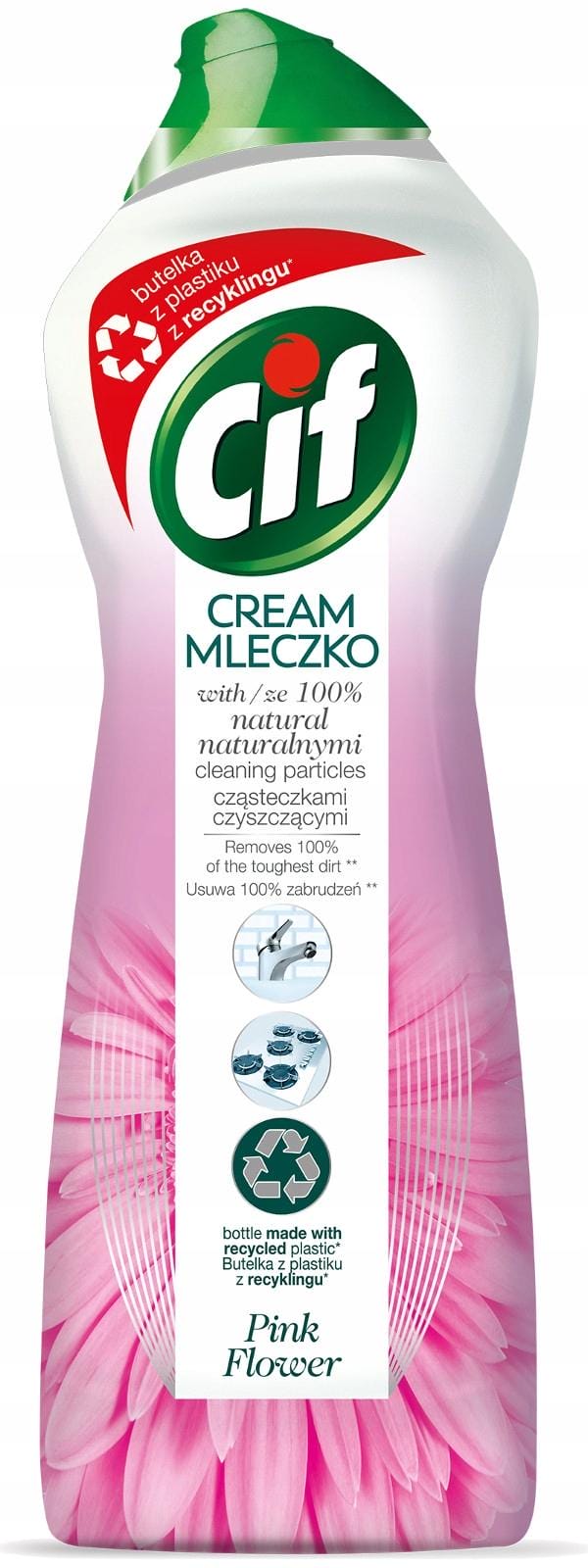 Cif Cream Pink Flower Mleczko do czyszczenia z Mikrokryształkami 650ml 4szt - obrazek 2