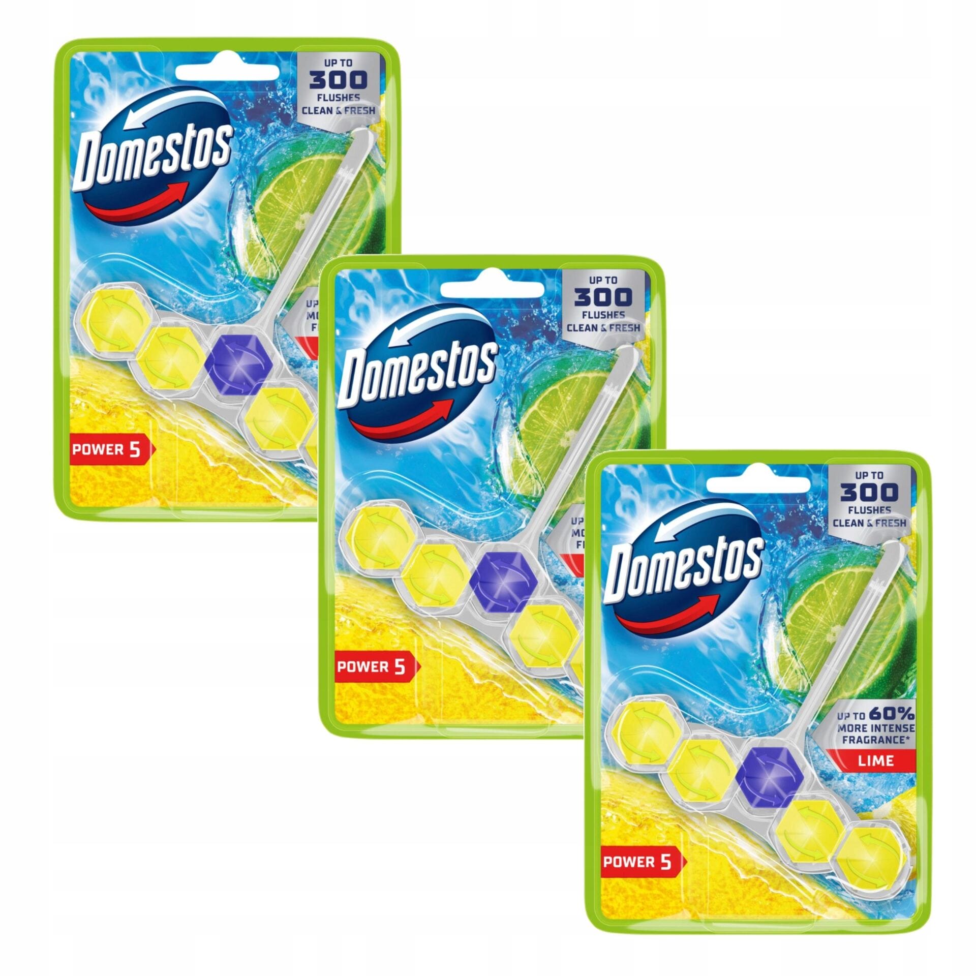 DOMESTOS KOSTKA TOALETOWA ZAWIESZKA DO WC POWER 5 P5 LIME 3x50g